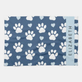 Hondenpoten, witte poten, blauwe harten, Jouw naam Theedoek (Horizontaal)