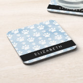 Hondenpoten, witte poten, blauwe Waterverven, Jouw Bier Onderzetter (Linkerzijde)