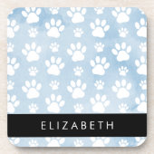 Hondenpoten, witte poten, blauwe Waterverven, Jouw Bier Onderzetter (Voorkant)