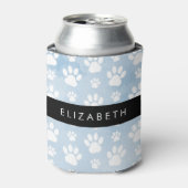 Hondenpoten, witte poten, blauwe Waterverven, Jouw Blikjeskoeler (Blikje Voorkant)