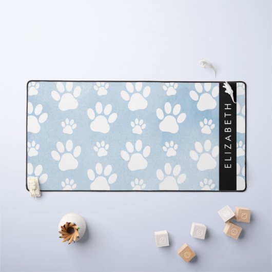 Hondenpoten, witte poten, blauwe Waterverven, Jouw Bureaumat (Kindertafel)