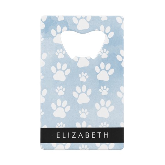 Hondenpoten, witte poten, blauwe Waterverven, Jouw Creditkaart Flessenopener (Voorkant)