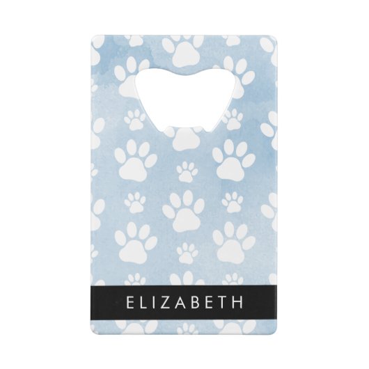 Hondenpoten, witte poten, blauwe Waterverven, Jouw Creditkaart Flessenopener (Achterkant)