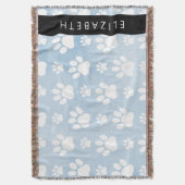 Hondenpoten, witte poten, blauwe Waterverven, Jouw Deken (Voorkant Verticaal)