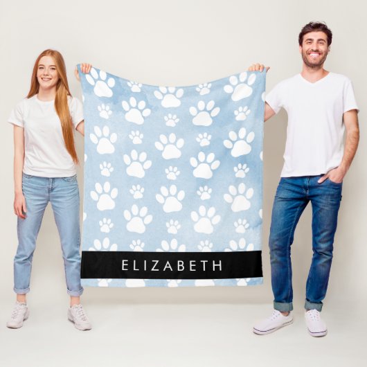 Hondenpoten, witte poten, blauwe Waterverven, Jouw Fleece Deken (In situ)