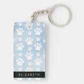 Hondenpoten, witte poten, blauwe Waterverven, Jouw Sleutelhanger (achterkant)