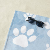 Hondenpoten, witte poten, blauwe Waterverven, Jouw Strandlaken (In situ)