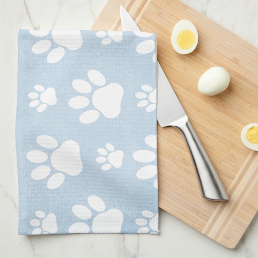 Hondenpoten, witte poten, blauwe Waterverven, Jouw Theedoek (Quarter Fold)