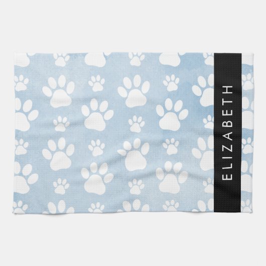 Hondenpoten, witte poten, blauwe Waterverven, Jouw Theedoek (Horizontaal)