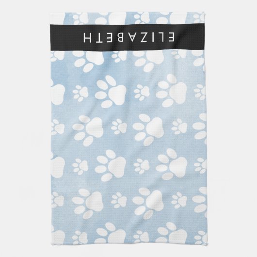 Hondenpoten, witte poten, blauwe Waterverven, Jouw Theedoek (Verticaal)