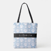 Hondenpoten, witte poten, blauwe Waterverven, Jouw Tote Bag (Achterkant)