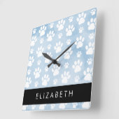 Hondenpoten, witte poten, blauwe Waterverven, Jouw Vierkante Klok (Hoek)