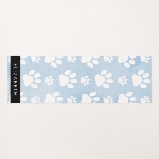 Hondenpoten, witte poten, blauwe Waterverven, Jouw Yogamat (Achterkant (horizontaal))