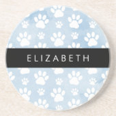 Hondenpoten, witte poten, blauwe Waterverven, Jouw Zandsteen Onderzetter (Voorkant)