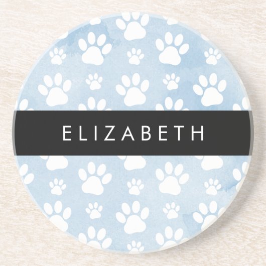 Hondenpoten, witte poten, blauwe Waterverven, Jouw Zandsteen Onderzetter (Voorkant)