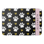 Hondenpoten, witte poten, gouden harten, Jouw naam Badmat (Voorkant)