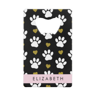 Hondenpoten, witte poten, gouden harten, Jouw naam Creditkaart Flessenopener