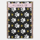 Hondenpoten, witte poten, gouden harten, Jouw naam Deken (Voorkant Verticaal)