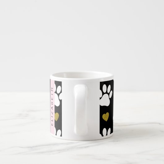 Hondenpoten, witte poten, gouden harten, Jouw naam Espresso Kop (Achterkant)