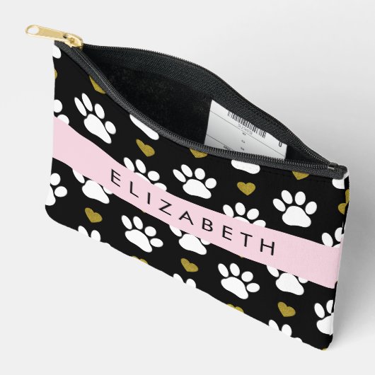 Hondenpoten, witte poten, gouden harten, Jouw naam Etui (Open)