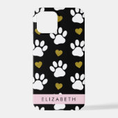 Hondenpoten, witte poten, gouden harten, Jouw naam iPhone Hoesje (Achterkant)