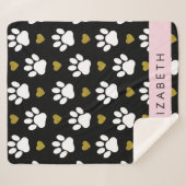 Hondenpoten, witte poten, gouden harten, Jouw naam Sherpa Deken (Voorkant (horizontaal))