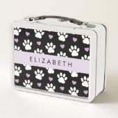 Hondenpoten, witte poten, Lila harten, Jouw naam (Achterkant)