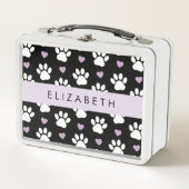 Hondenpoten, witte poten, Lila harten, Jouw naam (Voorkant)