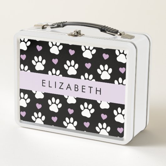 Hondenpoten, witte poten, Lila harten, Jouw naam (Voorkant)