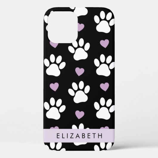 Hondenpoten, witte poten, Lila harten, Jouw naam Case-Mate iPhone Case (Achterkant)