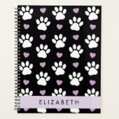 Hondenpoten, witte poten, Lila harten, Jouw naam Planner (Voorkant)
