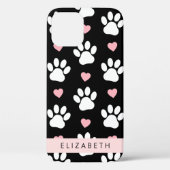 Hondenpoten, witte poten, roze harten, Jouw naam Case-Mate iPhone Case (Achterkant)
