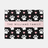 Hondenpoten, witte poten, roze harten, Jouw naam Deurmat (Voorkant)