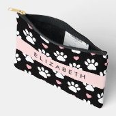 Hondenpoten, witte poten, roze harten, Jouw naam Etui (Open)