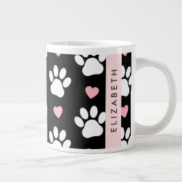 Hondenpoten, witte poten, roze harten, Jouw naam Grote Koffiekop