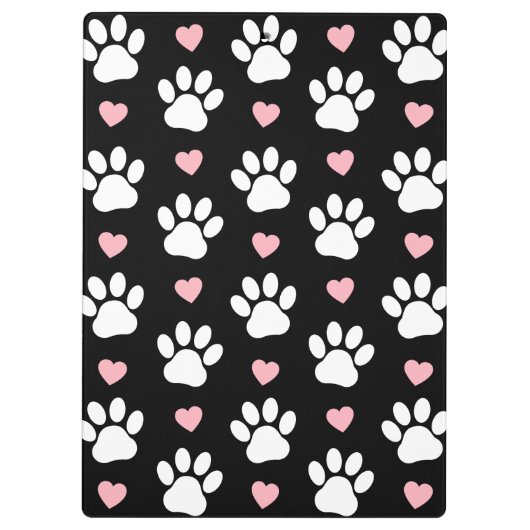 Hondenpoten, witte poten, roze harten, Jouw naam Klembord (Achterkant)