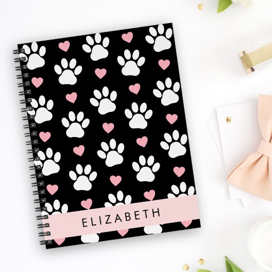 Hondenpoten, witte poten, roze harten, Jouw naam Planner