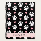 Hondenpoten, witte poten, roze harten, Jouw naam Planner (Voorkant)