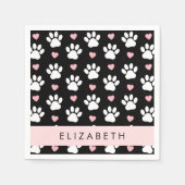 Hondenpoten, witte poten, roze harten, Jouw naam Servet (Voorkant)