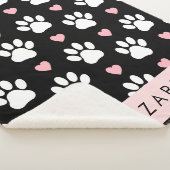 Hondenpoten, witte poten, roze harten, Jouw naam Sherpa Deken (3/4)