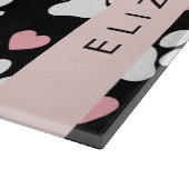 Hondenpoten, witte poten, roze harten, Jouw naam Snijplank (Hoek)