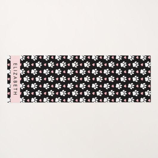 Hondenpoten, witte poten, roze harten, Jouw naam Yogamat (Achterkant (horizontaal))