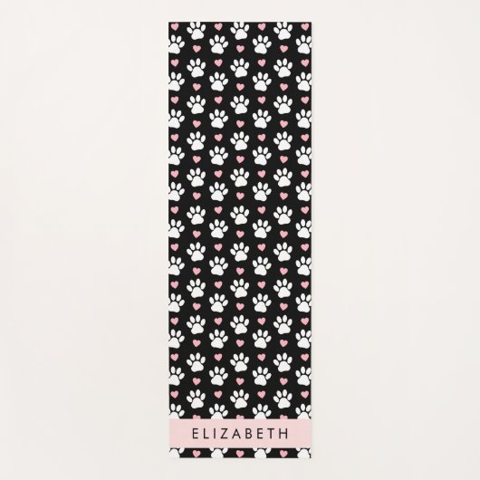 Hondenpoten, witte poten, roze harten, Jouw naam Yogamat (Voorkant)