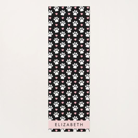 Hondenpoten, witte poten, roze harten, Jouw naam Yogamat (Achterkant)