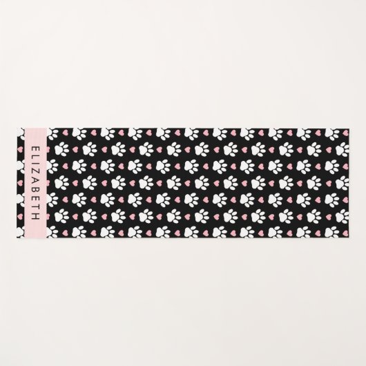 Hondenpoten, witte poten, roze harten, Jouw naam Yogamat (Voorkant (horizontaal))