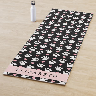 Hondenpoten, witte poten, roze harten, Jouw naam Yogamat