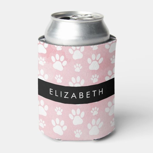 Hondenpoten, witte poten, roze Waterverven, Jouw n Blikjeskoeler (Blikje Voorkant)