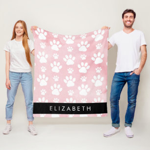 Hondenpoten, witte poten, roze Waterverven, Jouw n Fleece Deken