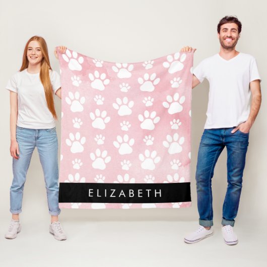 Hondenpoten, witte poten, roze Waterverven, Jouw n Fleece Deken (In situ)