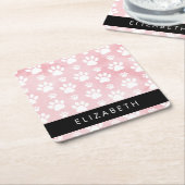 Hondenpoten, witte poten, roze Waterverven, Jouw n Kartonnen Onderzetters (Schuin)